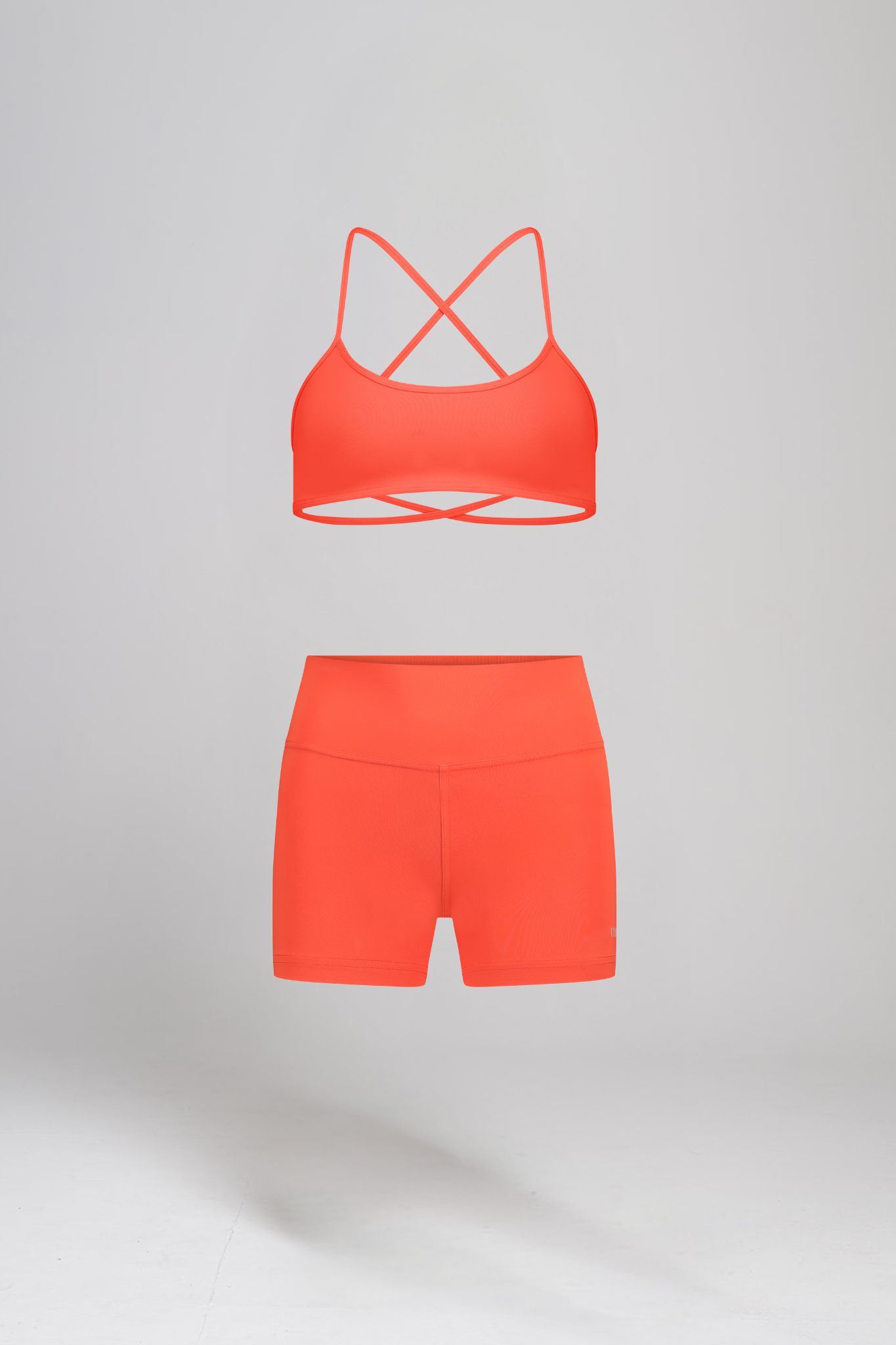 טופ YALUUP.PRO מוצלב + שורט YALUUP.PRO גבוה - RED ORANGE