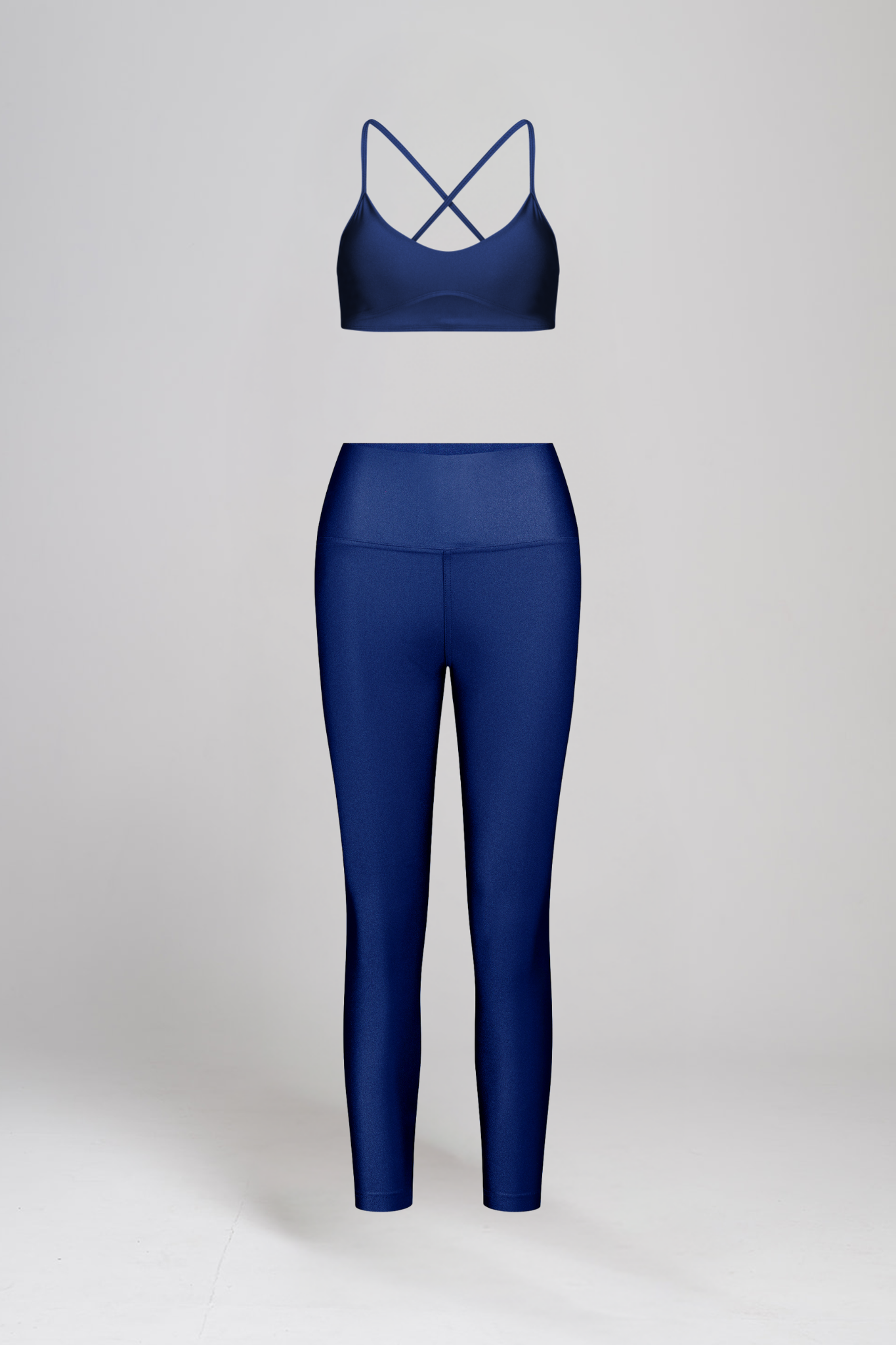 טופ LIRUX קטן מוצלב + טייץ LIRUX ארוך גבוה - NAVY BLUE