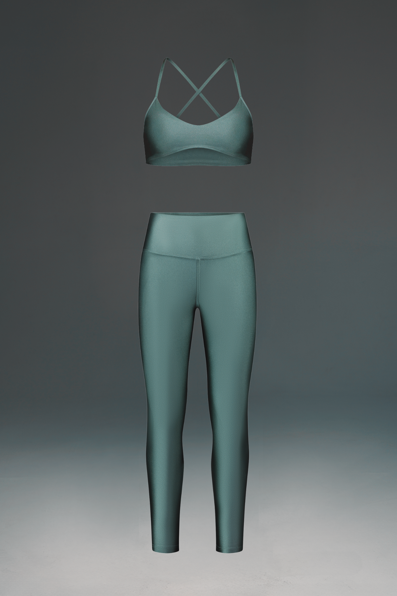 טופ LIRUX קטן מוצלב + טייץ LIRUX ארוך גבוה - EMERALD GLOW