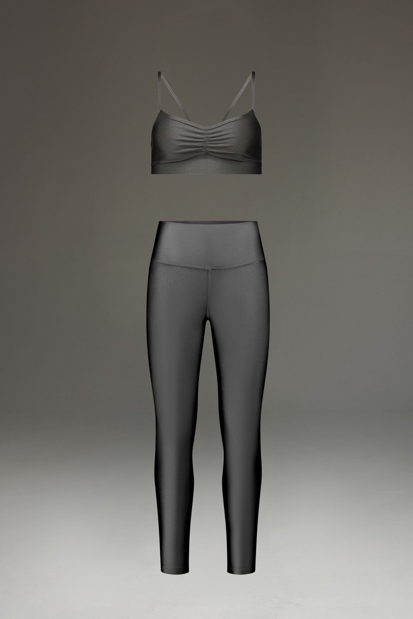 טופ LIRUX כתפיה דקה כיווץ + טייץ LIRUX ארוך גבוה - GREY