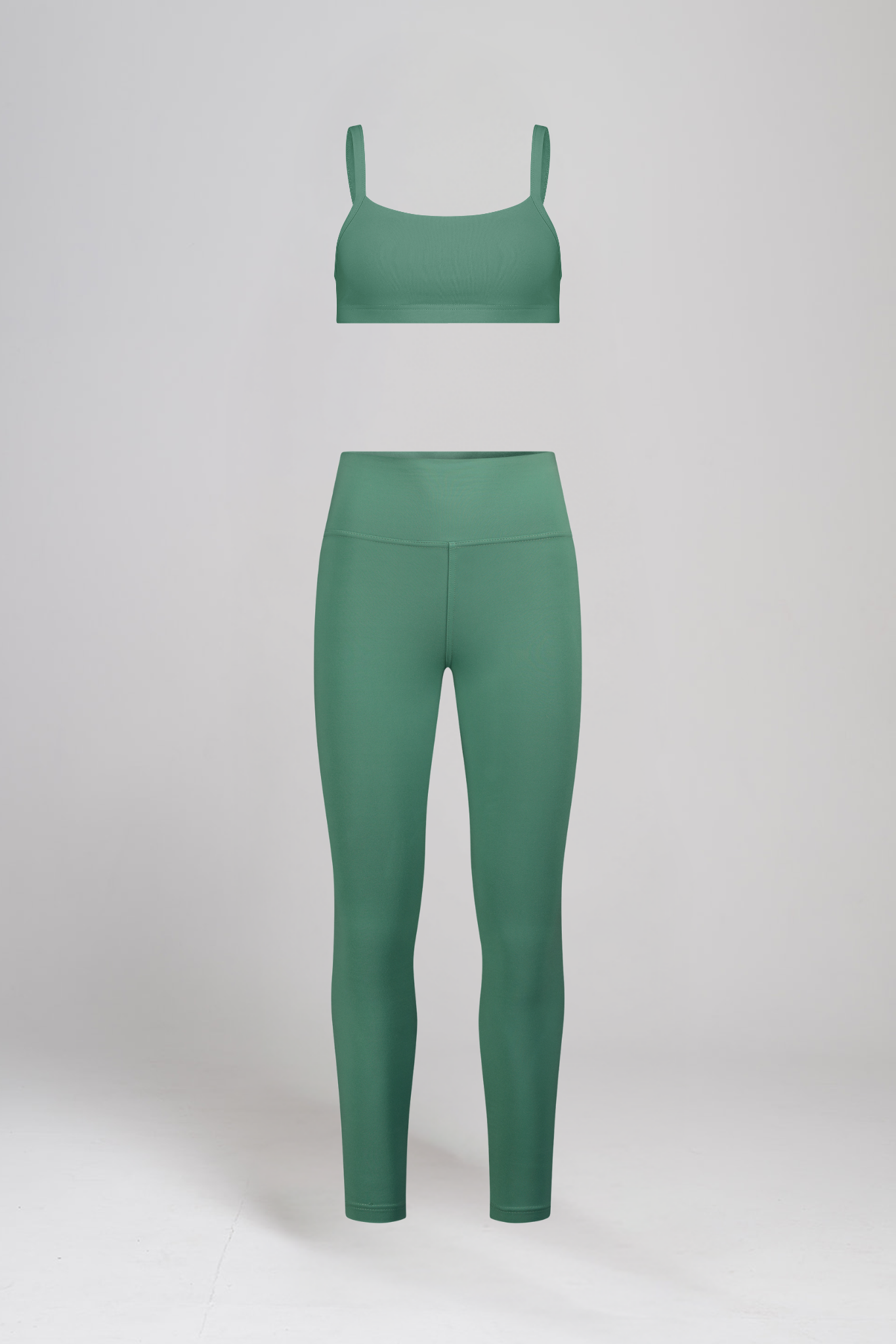 טופ SOFTLEX מחשוף מרובע + טייץ SOFTLEX ארוך גבוה - EVER GREEN