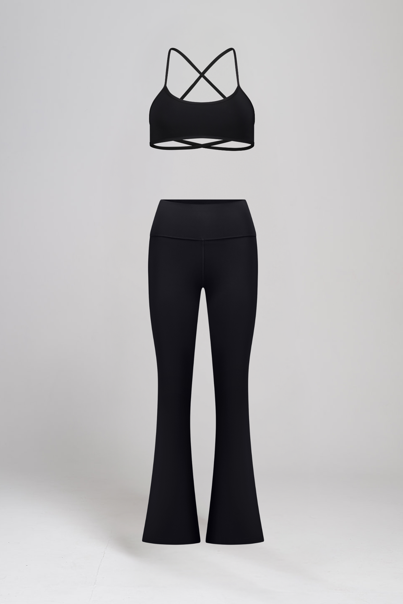 טופ YALUUP.PRO מוצלב + טייץ YALUUP.PRO מתרחב - BLACK