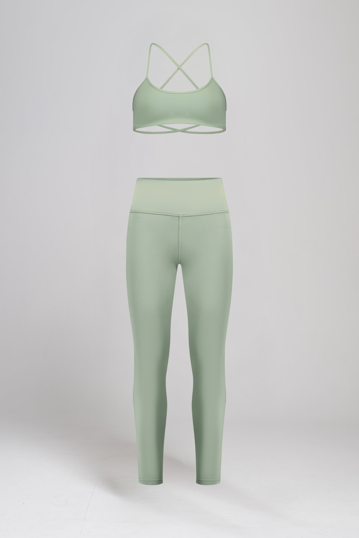 טופ YALUUP.PRO מוצלב + טייץ YALUUP.PRO ארוך גבוה - ICY MINT