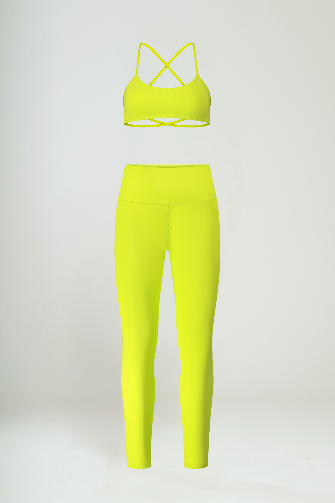 טופ YALUUP.PRO מוצלב + טייץ YALUUP.PRO ארוך גבוה - LIME GREEN