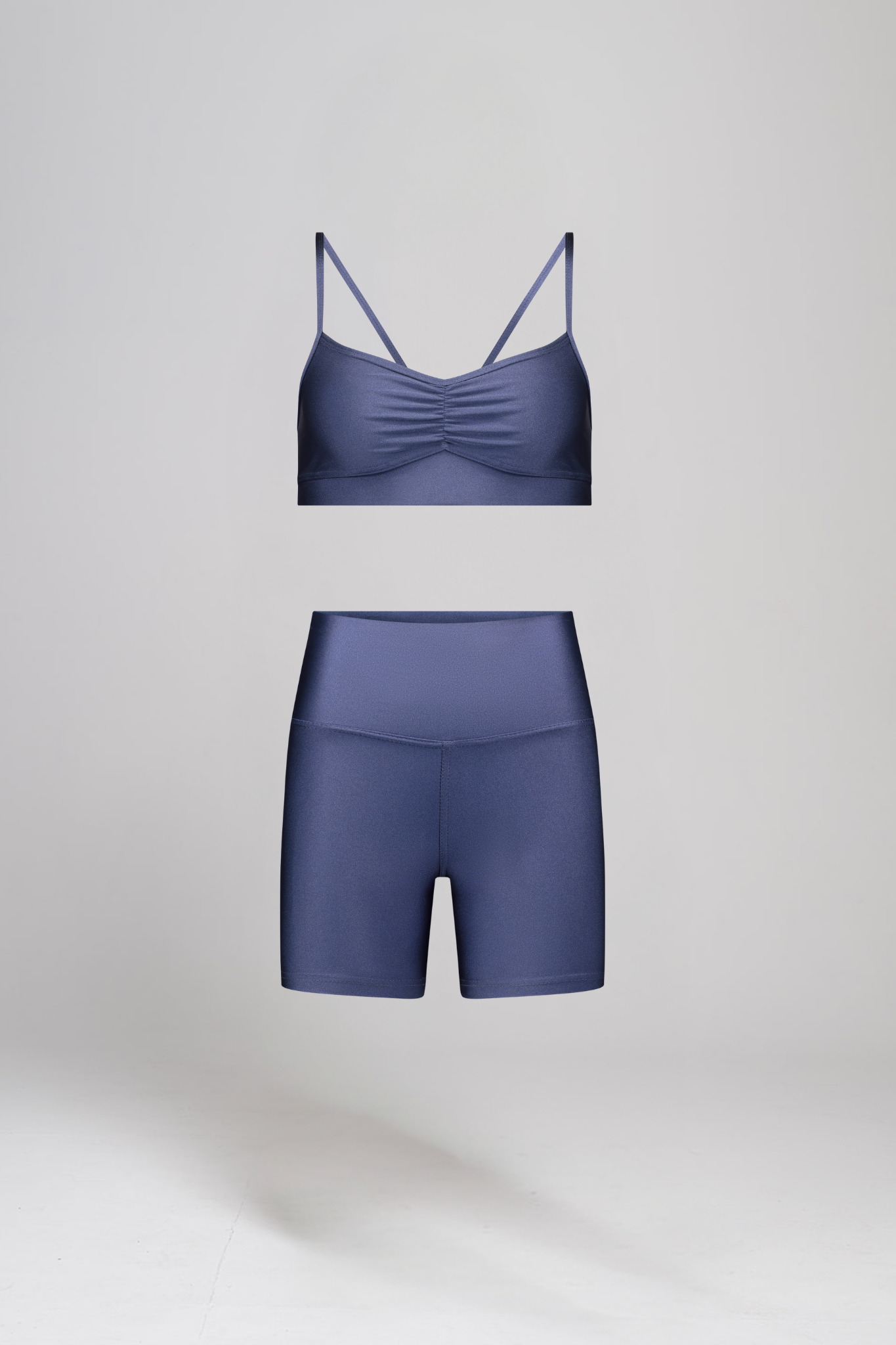 טופ LIRUX כתפיה דקה כיווץ + טייץ LIRUX קצר - INDIGO