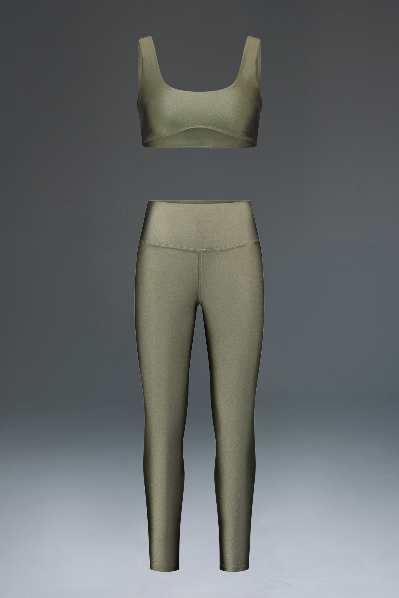 טופ LIRUX קטן + טייץ LIRUX ארוך גבוה - ARMY GREEN