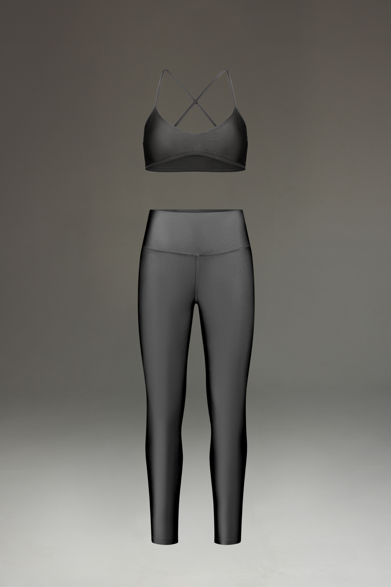 טופ LIRUX קטן מוצלב + טייץ LIRUX ארוך גבוה - GREY