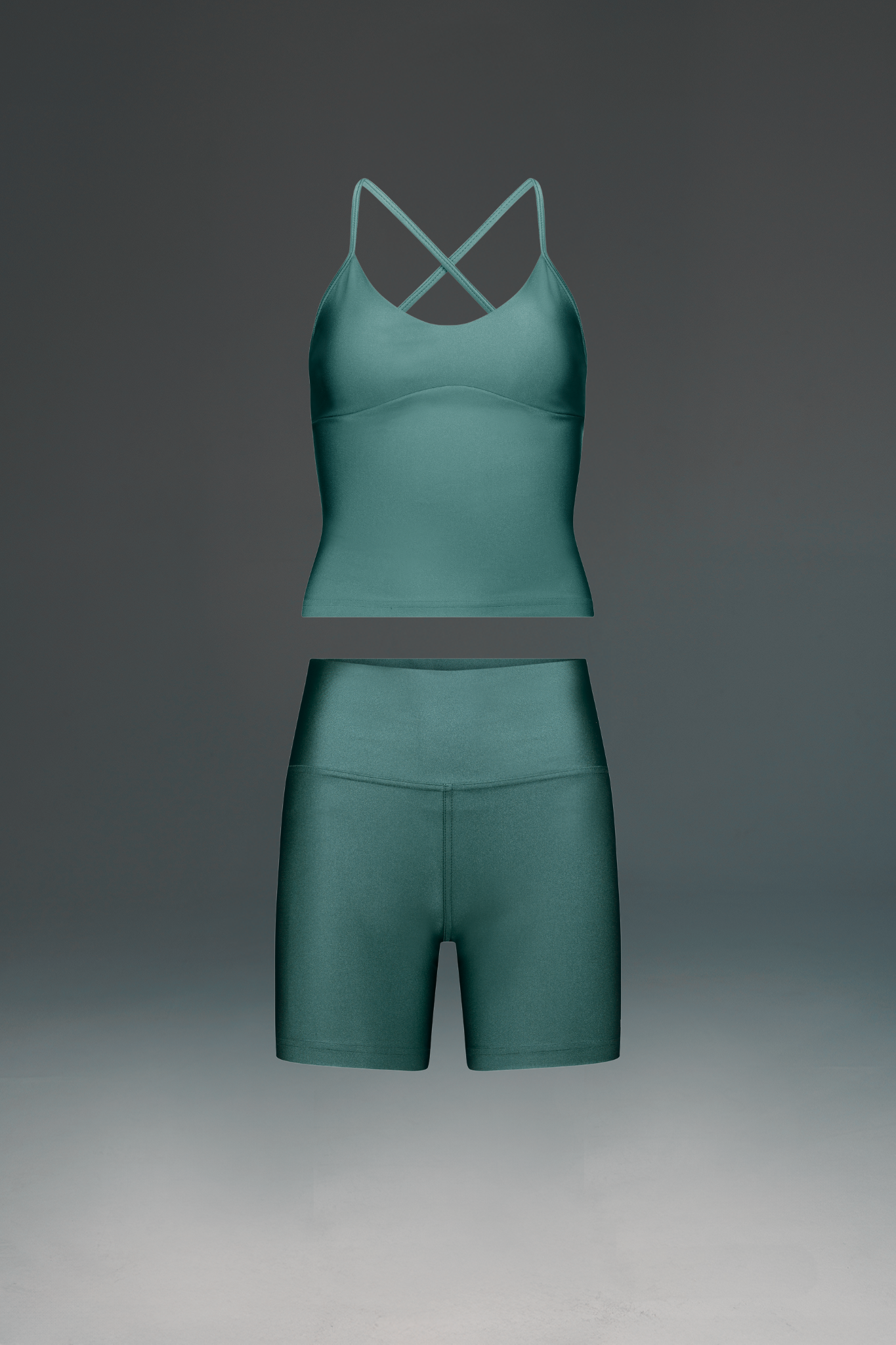 גופית LIRUX גב מוצלב + טייץ LIRUX קצר - EMERALD GLOW