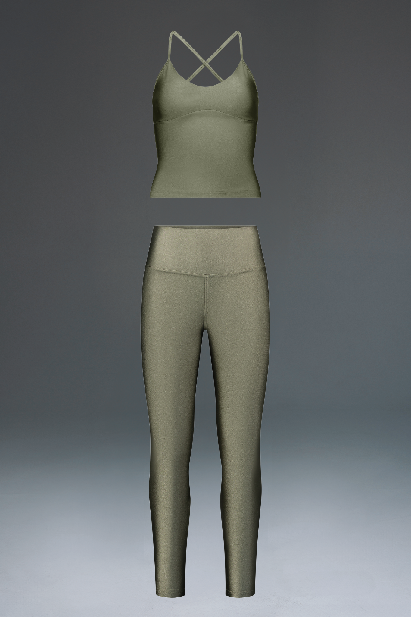 גופית LIRUX גב מוצלב + טייץ LIRUX ארוך גבוה - ARMY GREEN