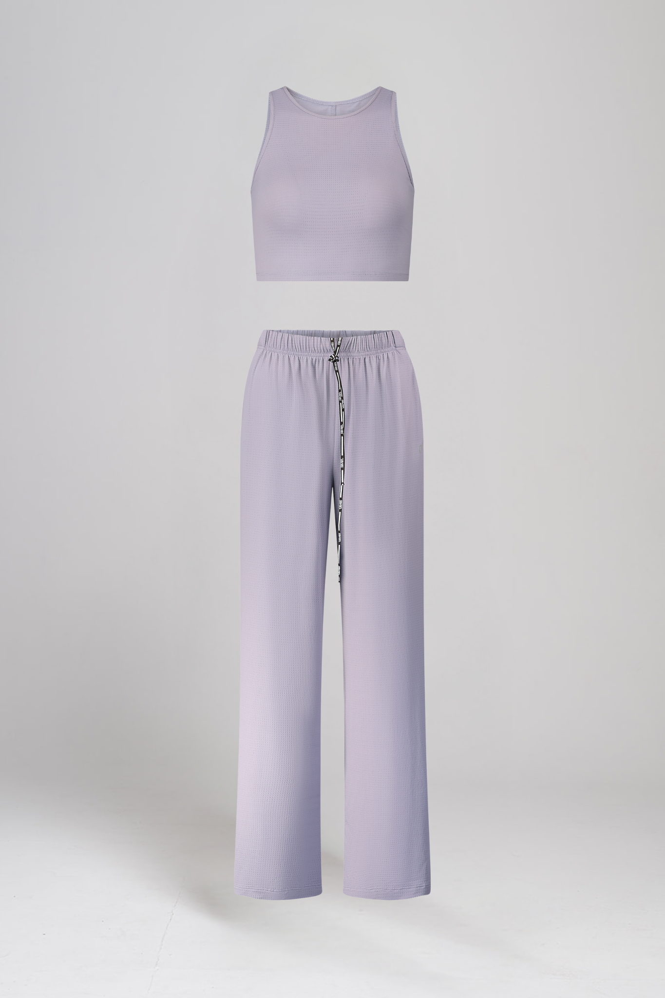 גופית YALU קרופ רייסר + מכנסי YALU גזרה ישרה - GREY VIOLET