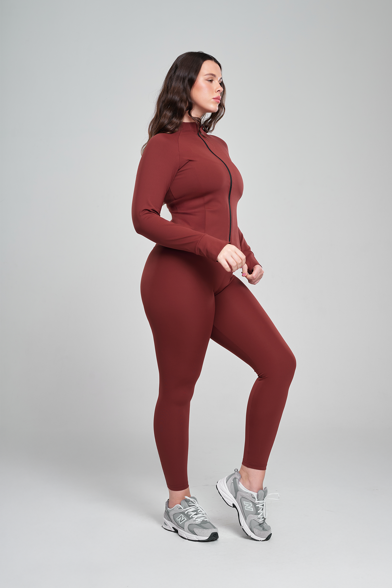 ג'קט YALUUP.PRO אקטיב + טייץ YALUUP.PRO ארוך גבוה - DARK AMBER