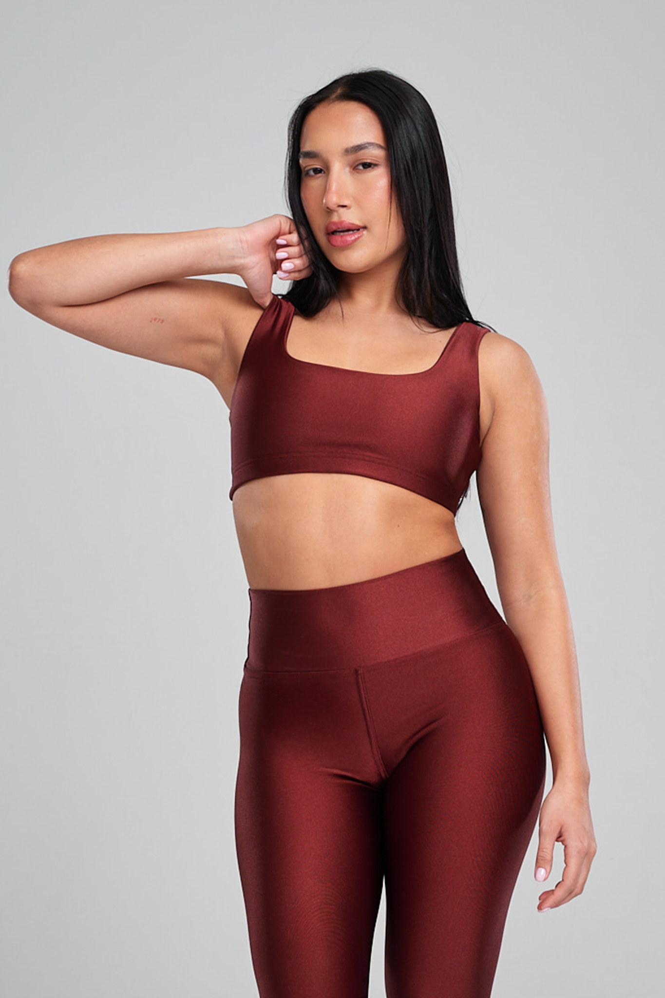 טופ LIRUX מרובע + טייץ LIRUX ארוך גבוה - DARK AMBER