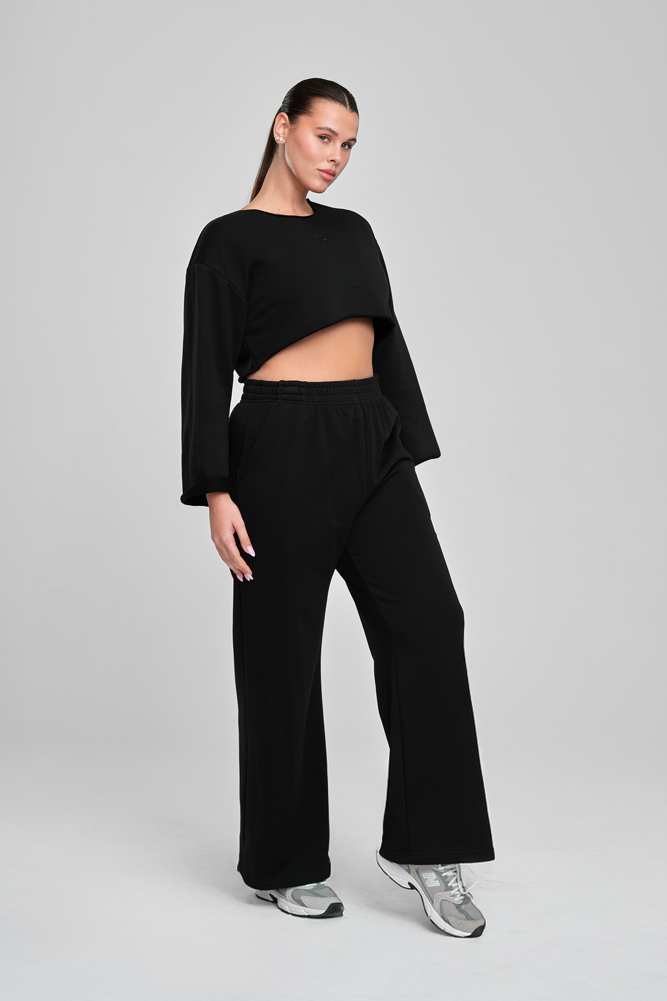 חולצת COTTON קרופ - MIDNIGHT BLACK