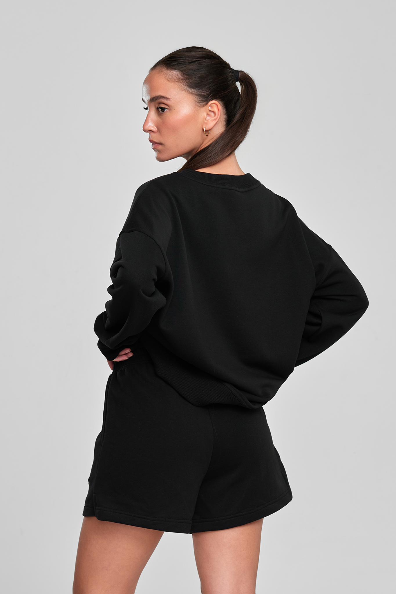 חולצת COTTON ארוכה - MIDNIGHT BLACK