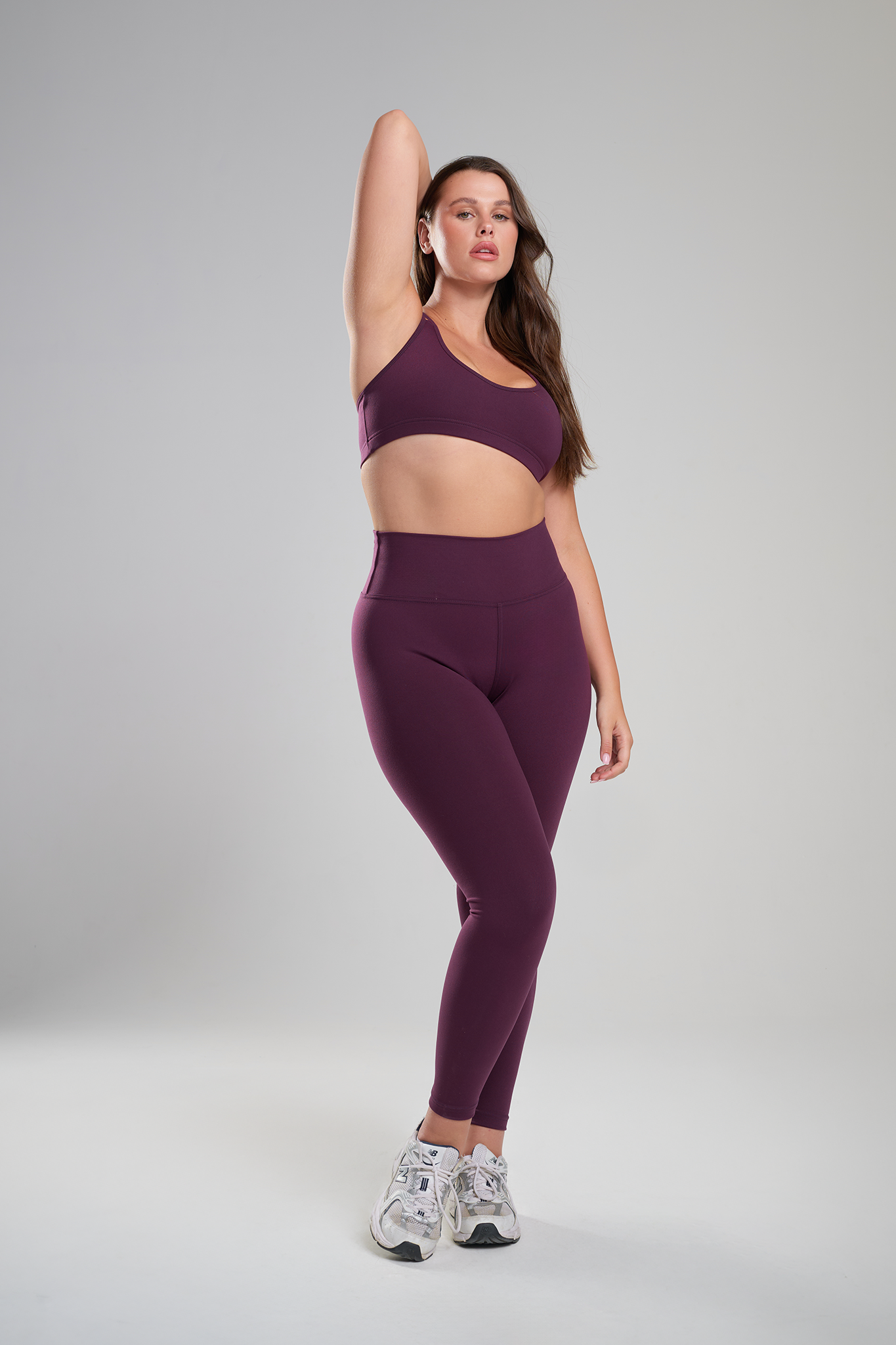 טופ SOFTLEX גב מוצלב + טייץ SOFTLEX ארוך גבוה - DEEP PURPLE