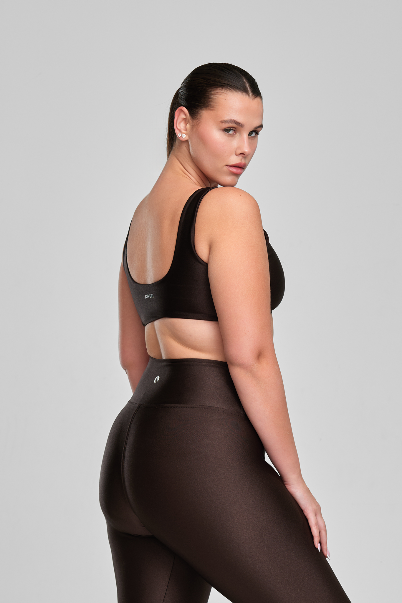 טופ LIRUX קטן + טייץ LIRUX ארוך גבוה - COFFEE