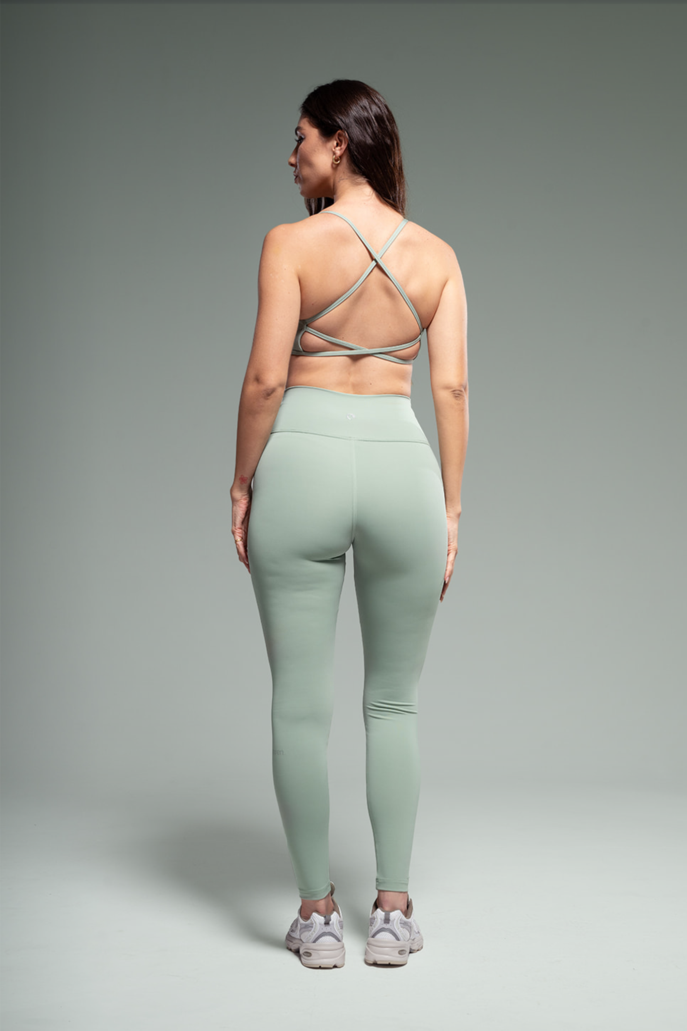 טופ YALUUP.PRO מוצלב + טייץ YALUUP.PRO ארוך גבוה - ICY MINT