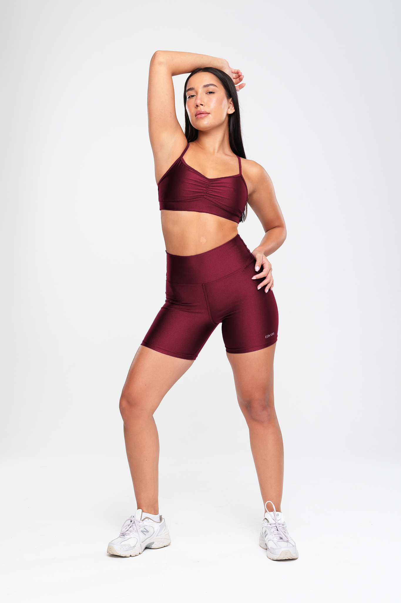 טופ LIRUX כתפיה דקה כיווץ - CHERRY WINE