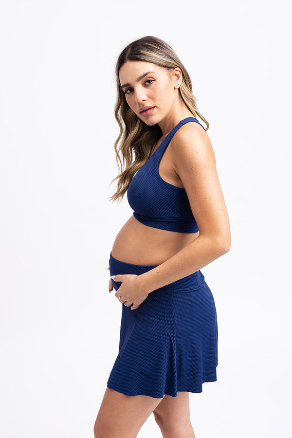 טופ NANU בועות כיווץ הריון + חצאית NANU בועות הריון - כחול