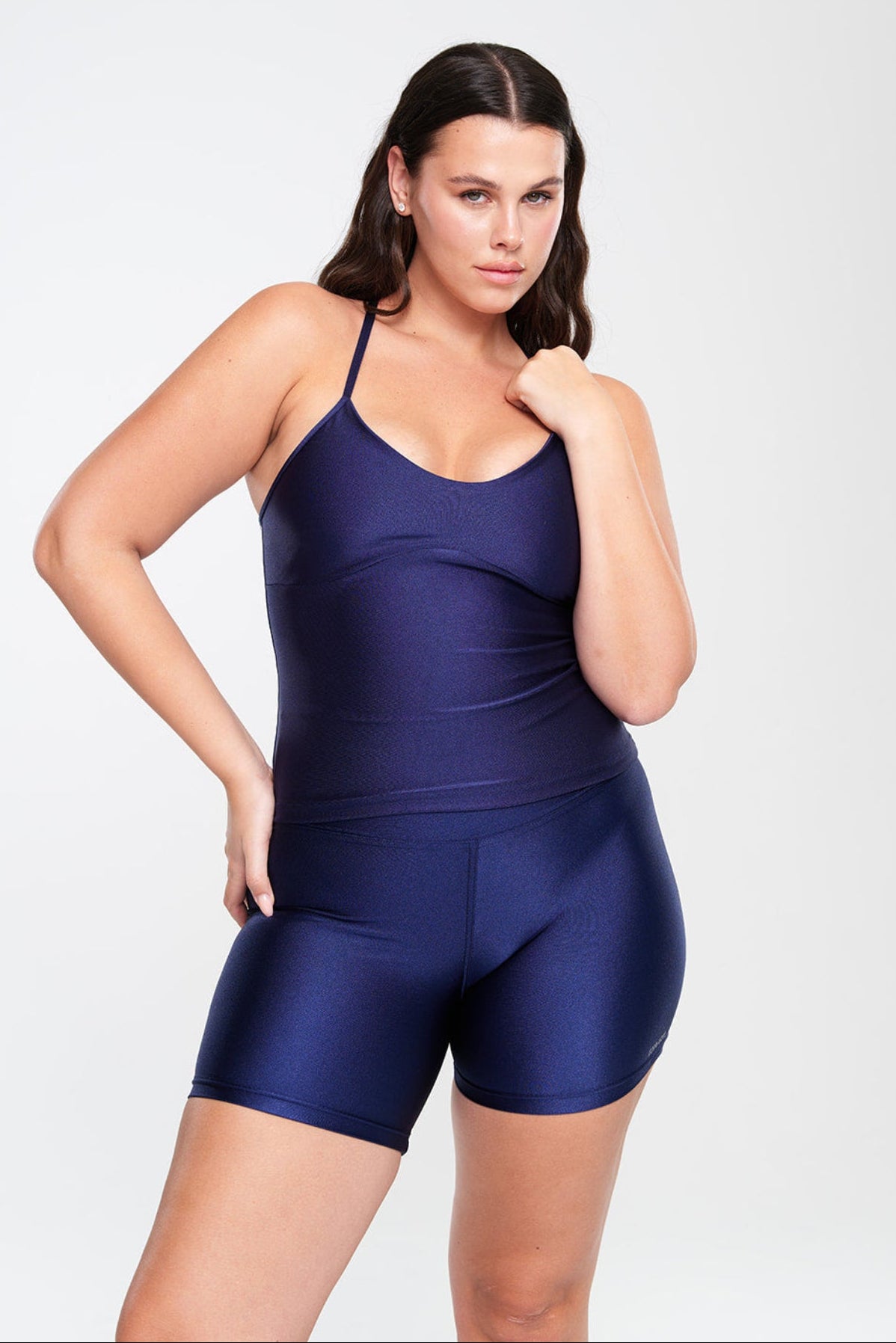 גופית LIRUX גב מוצלב + טייץ LIRUX קצר - NAVY BLUE
