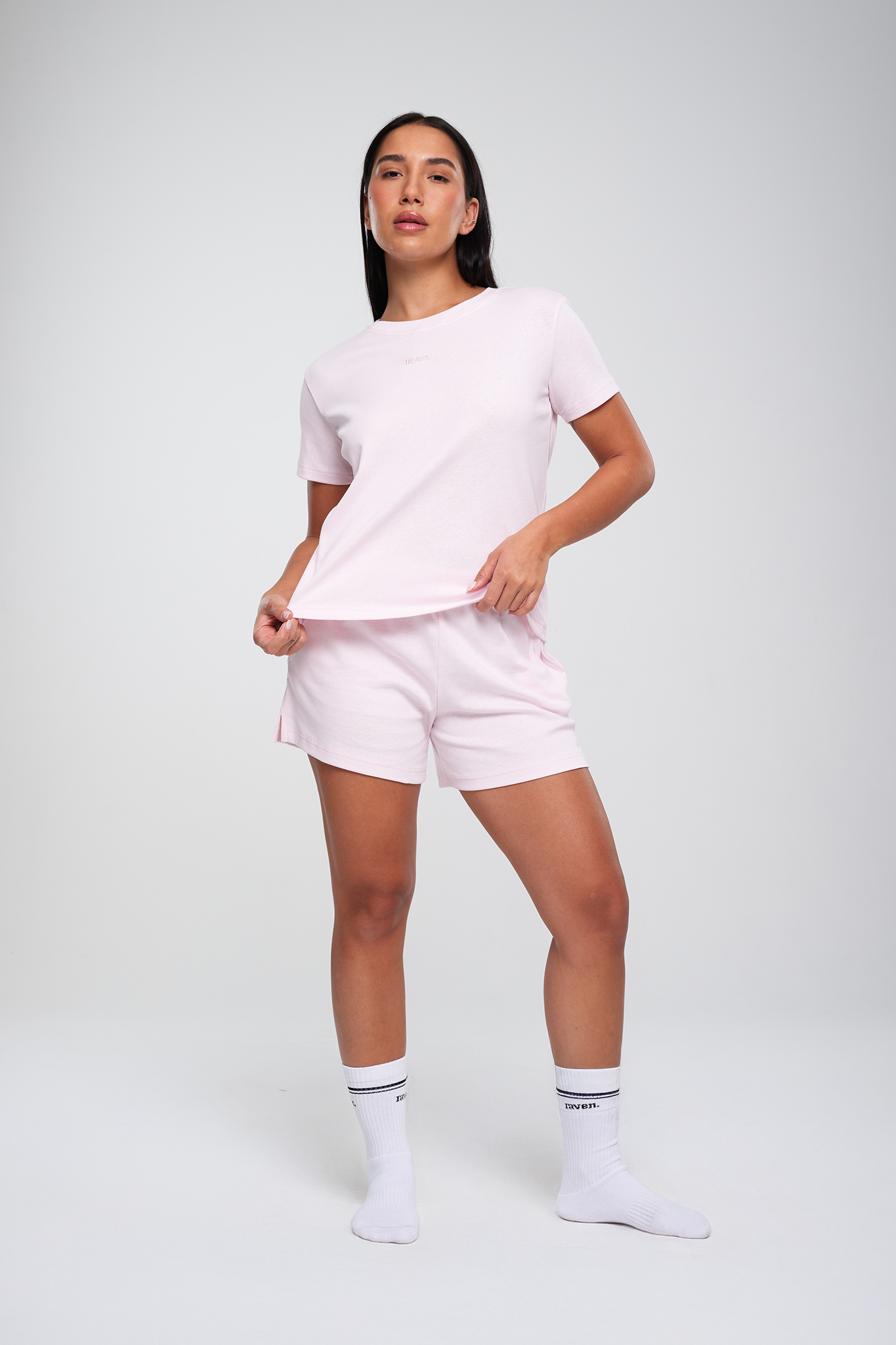 חולצת טי RIB קצרה - SOFT PINK