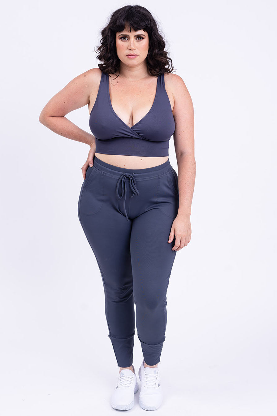 מכנסי NANU רפויים עם חפת - אפור