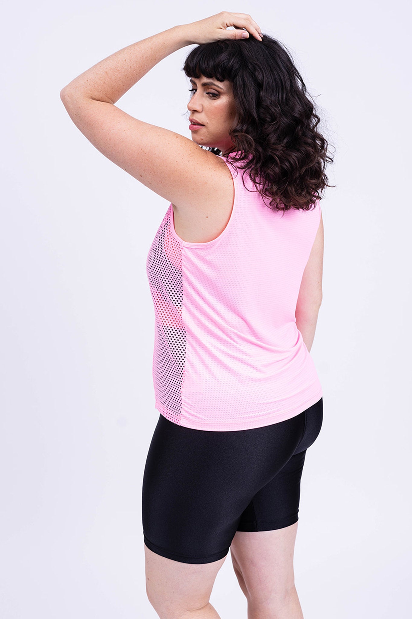 גופית YALU שילוב רשת - ורוד