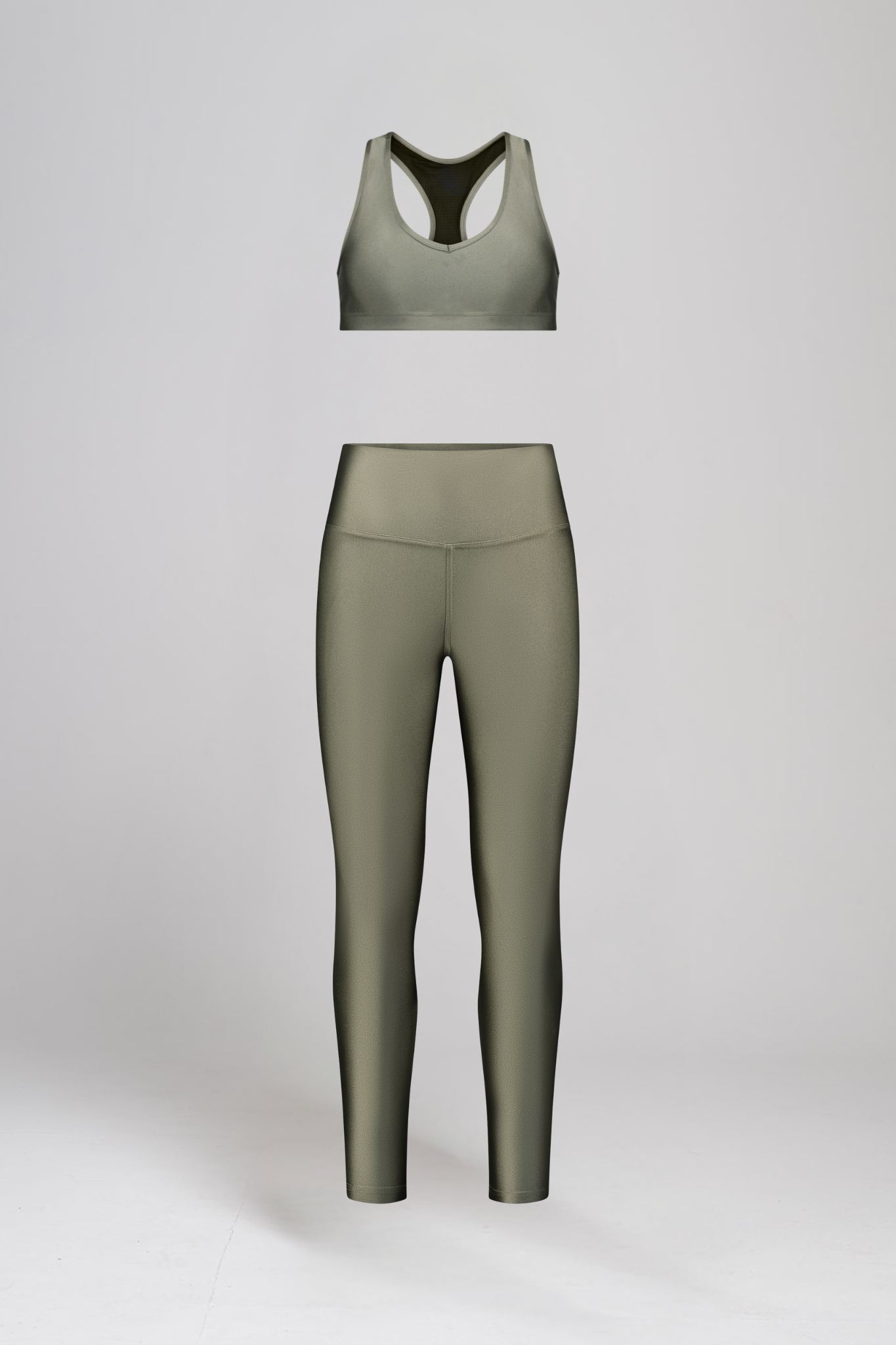 טופ וי LIRUX רייסר + טייץ LIRUX ארוך גבוה - ARMY GREEN