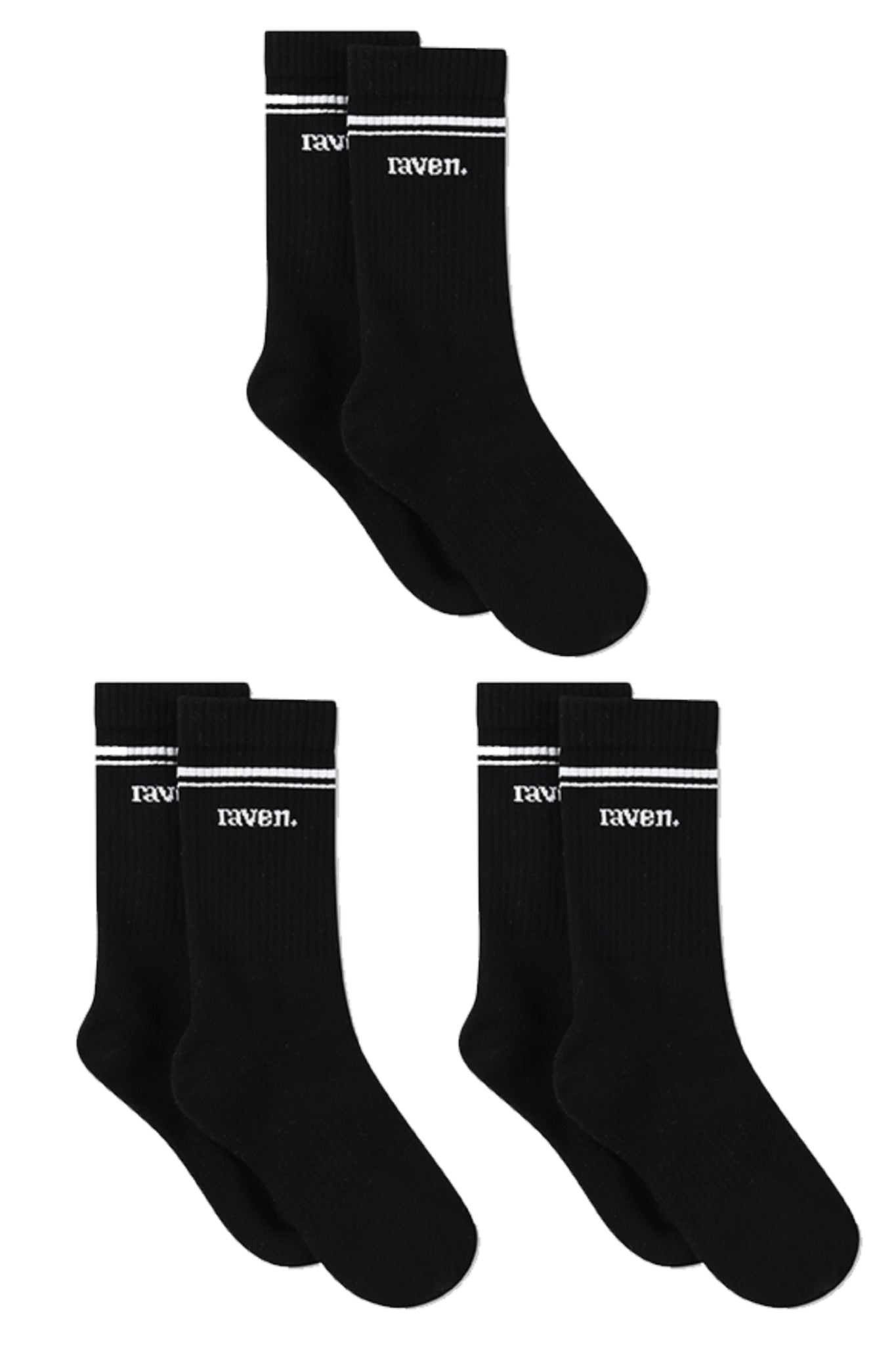 raven SOCKS PACKAGE - BLACK X 3