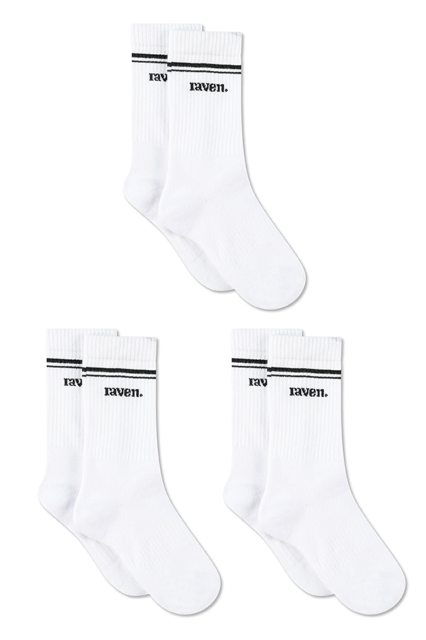 raven SOCKS PACKAGE - WHITE X 3