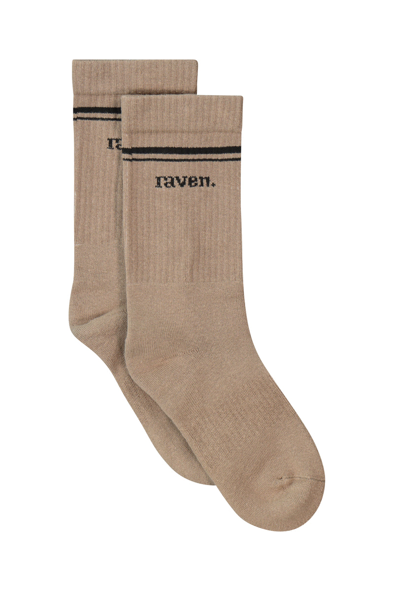 raven socks package - STONE + LATTE