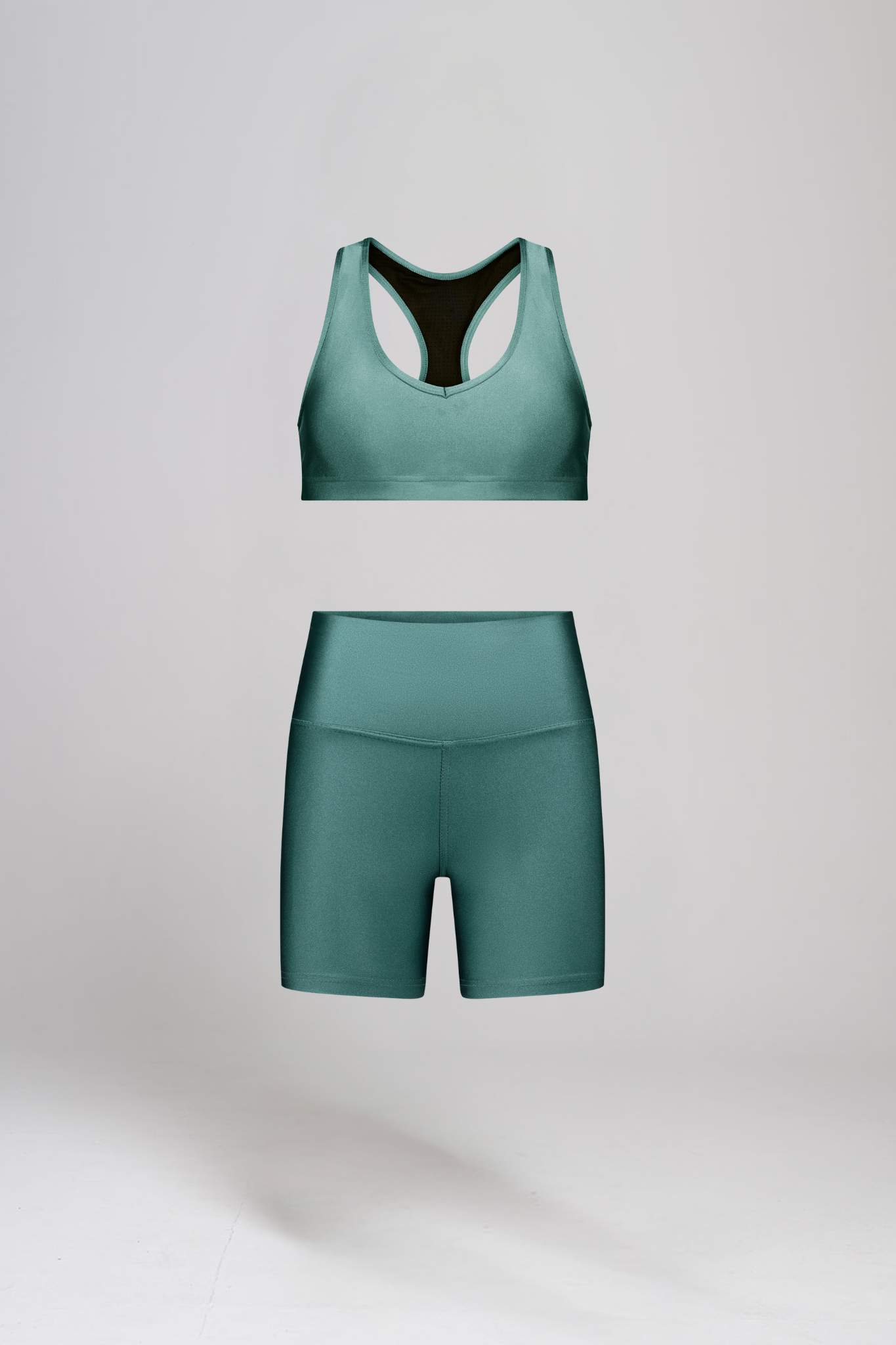 טופ וי LIRUX רייסר + טייץ LIRUX קצר - EMERALD GLOW