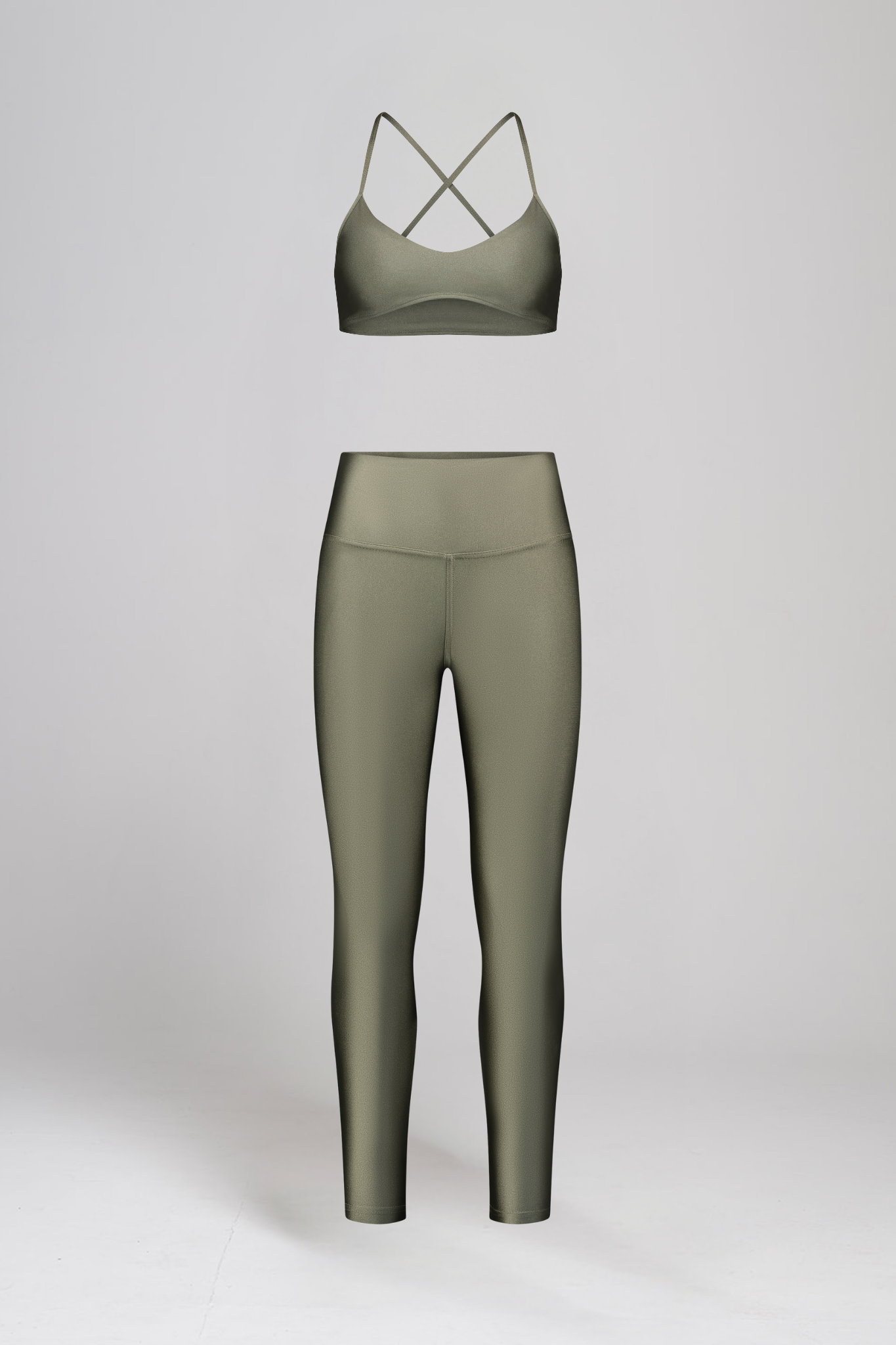 טופ LIRUX קטן מוצלב + טייץ LIRUX ארוך גבוה - ARMY GREEN