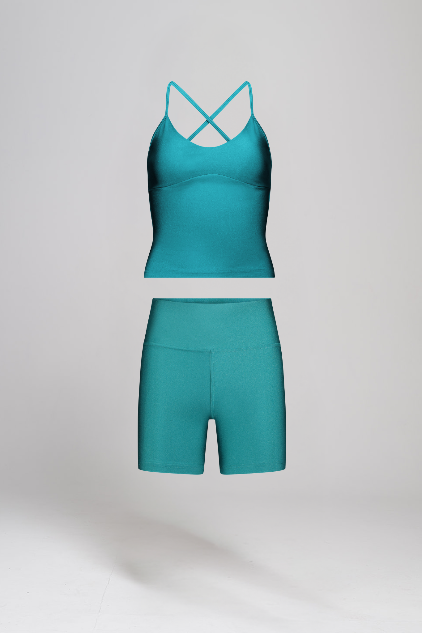 גופית LIRUX גב מוצלב + טייץ LIRUX קצר - AQUA MARINE