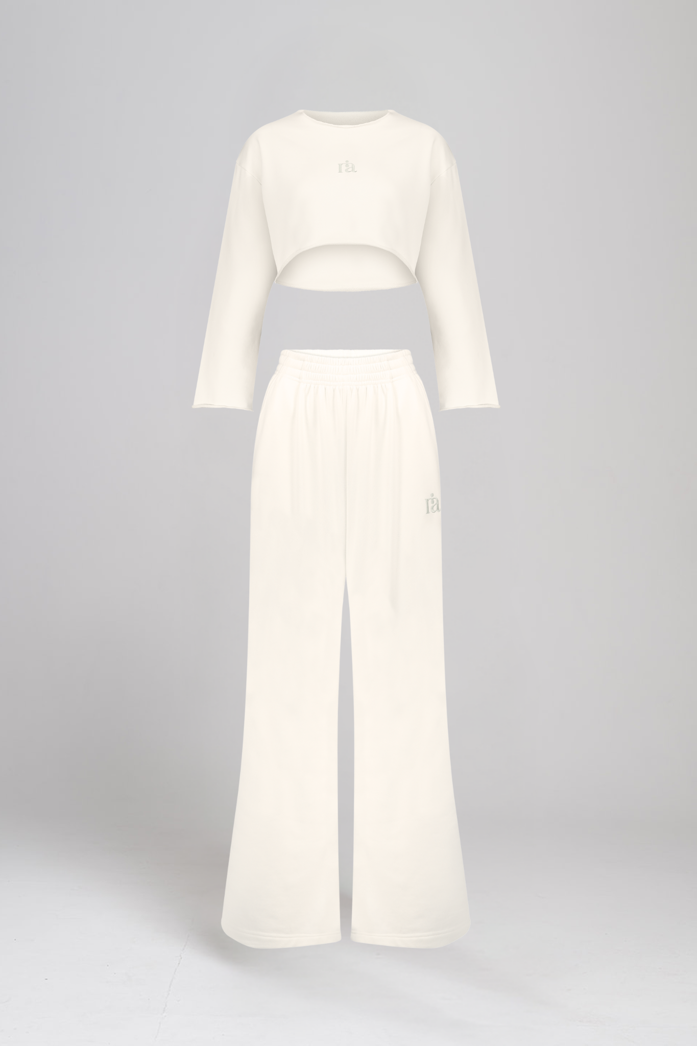 חולצת COTTON קרופ + מכנסי COTTON רחבים - VANILLA ICE