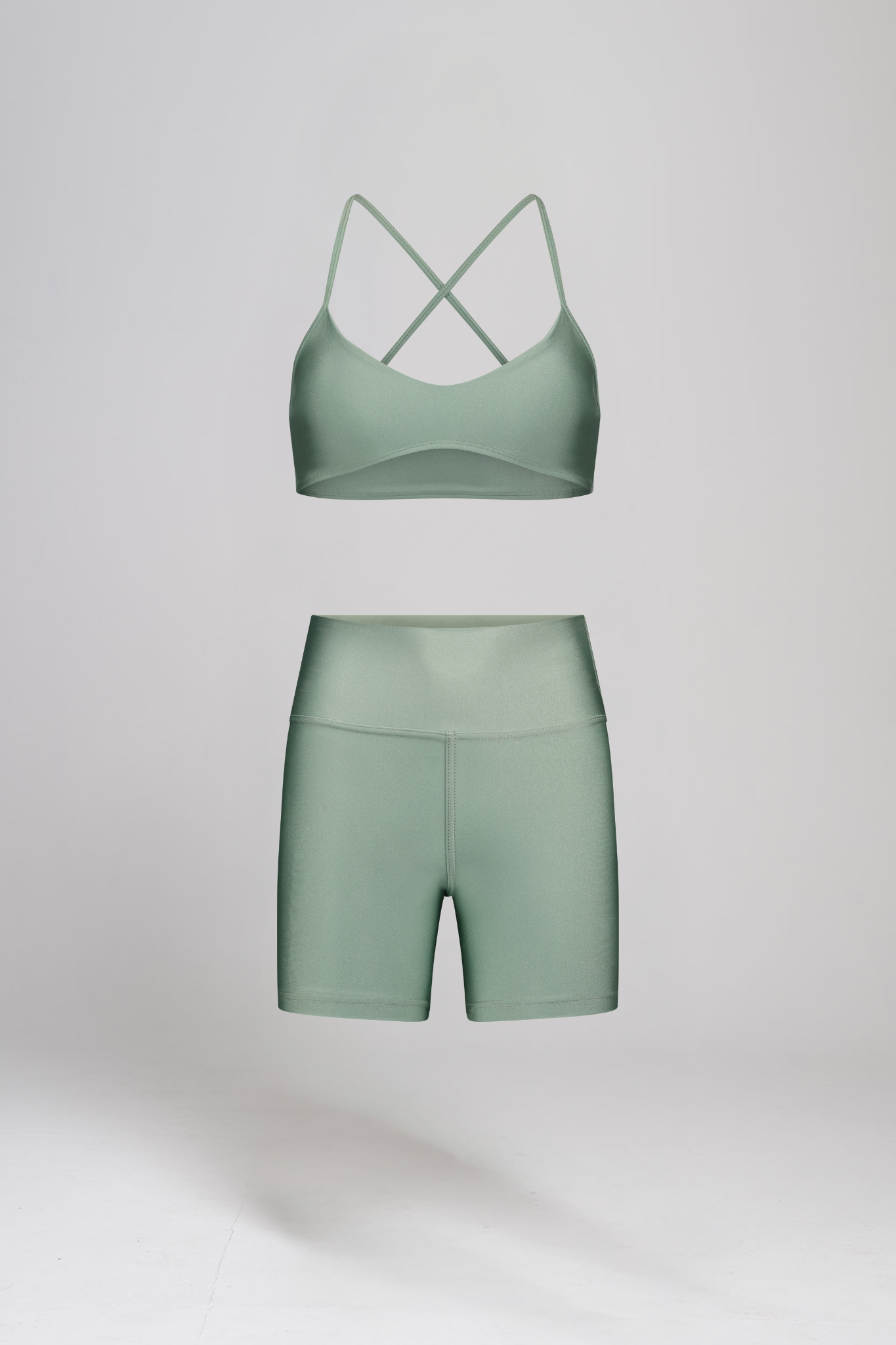 טופ LIRUX קטן מוצלב + טייץ LIRUX קצר - ICY MINT