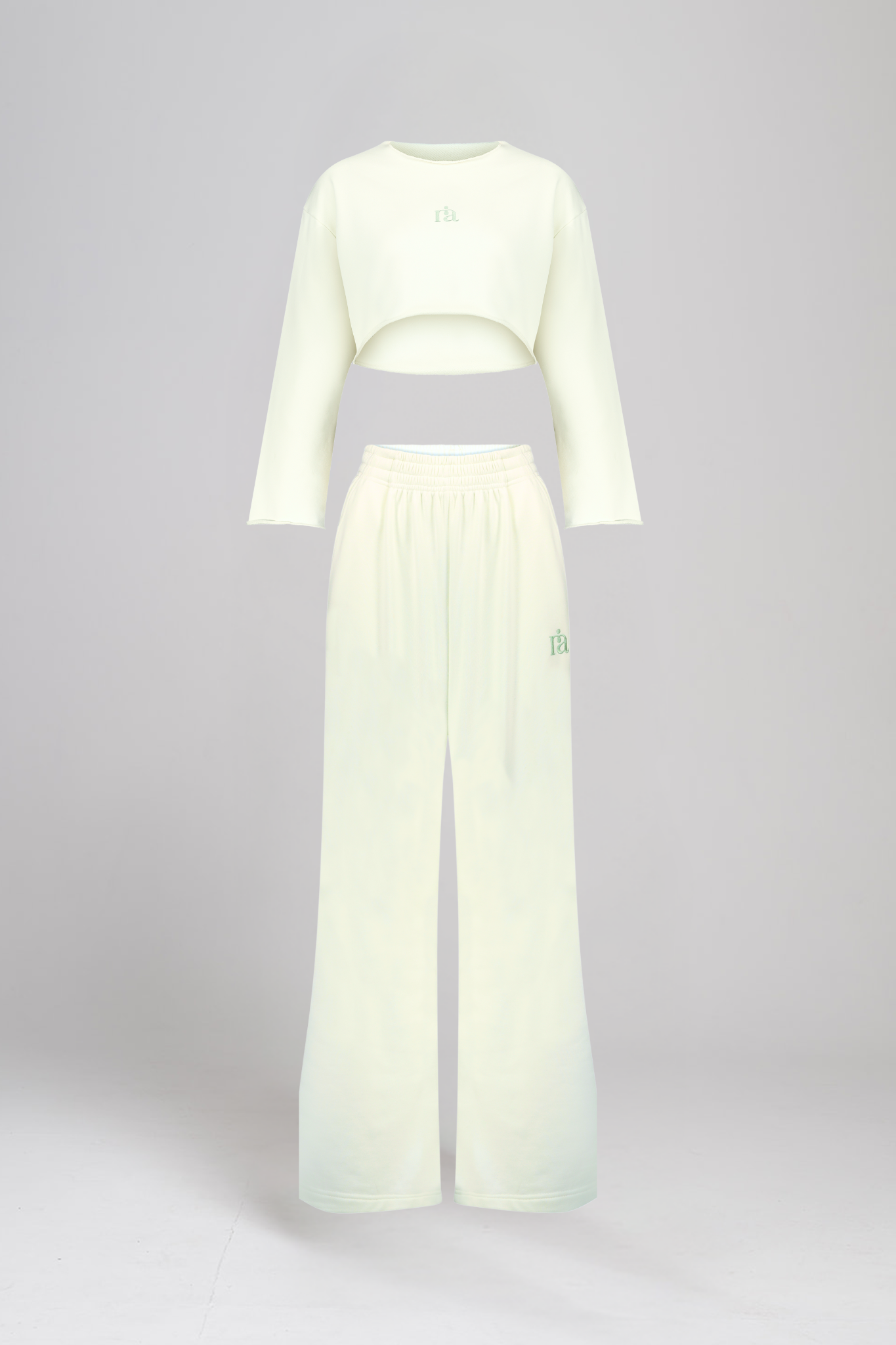 חולצת COTTON קרופ + מכנסי COTTON רחבים - COOL MINT