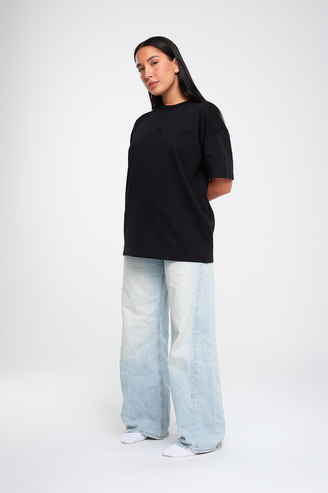 חולצת טי COTTON אוברסייז - BLACK