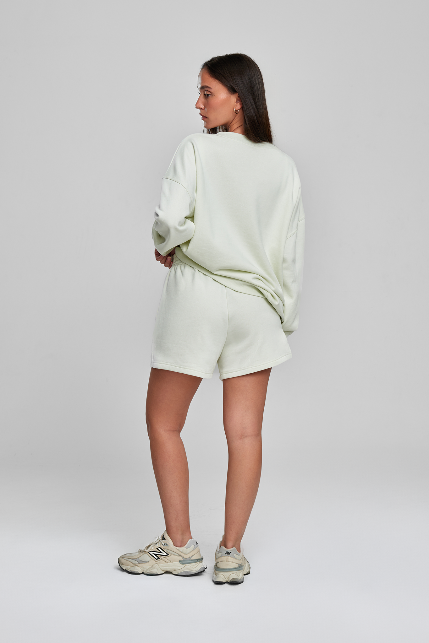 חולצת COTTON ארוכה + מכנסי COTTON קצרים - COOL MINT