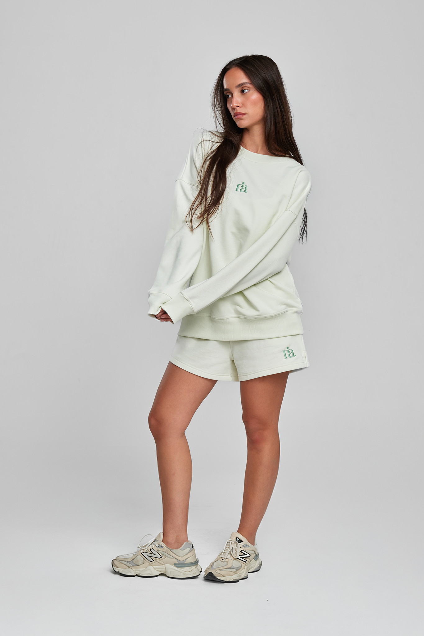 חולצת COTTON ארוכה + מכנסי COTTON קצרים - COOL MINT