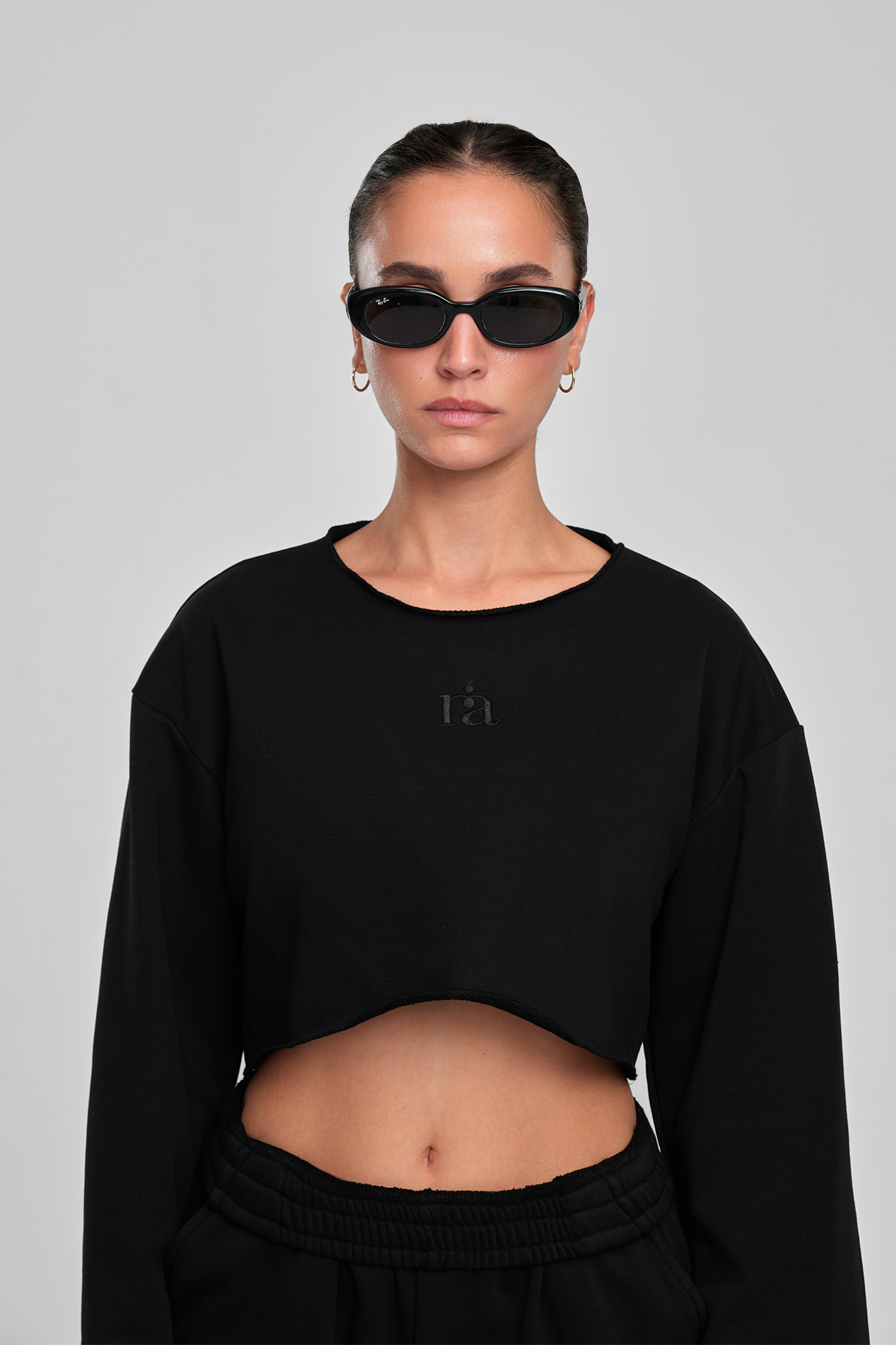 חולצת COTTON קרופ - MIDNIGHT BLACK