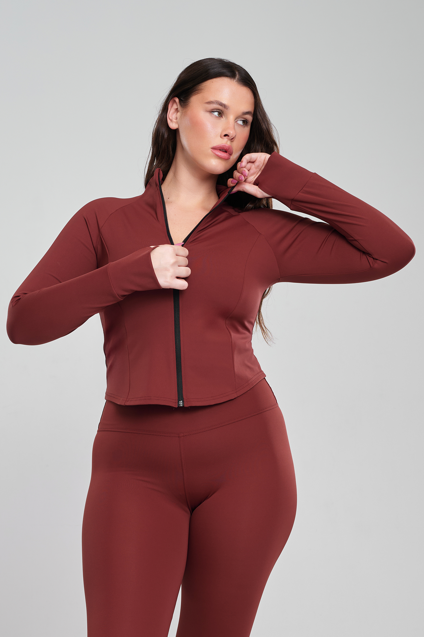 ג'קט YALUUP.PRO אקטיב + טייץ YALUUP.PRO ארוך גבוה - DARK AMBER