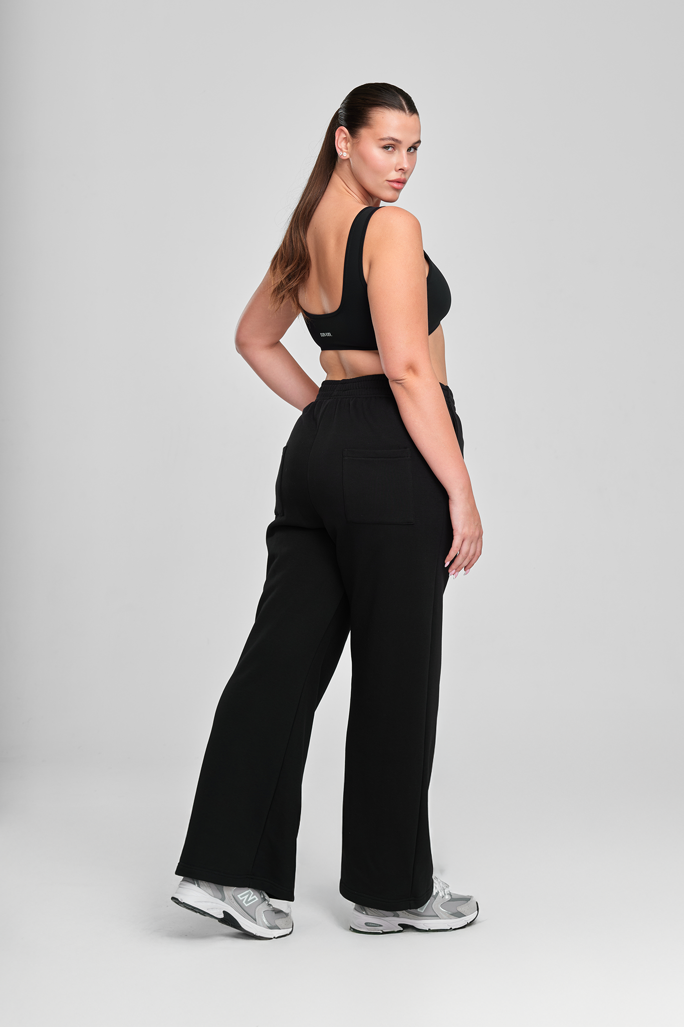 מכנסי COTTON רחבים - MIDNIGHT BLACK