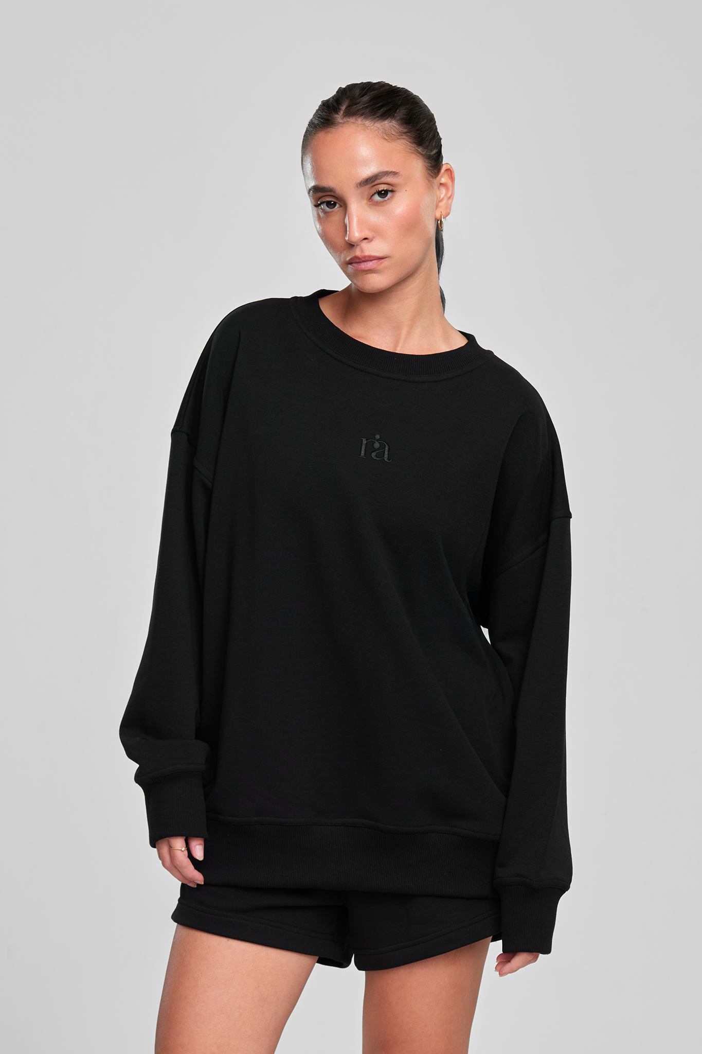 חולצת COTTON ארוכה - MIDNIGHT BLACK