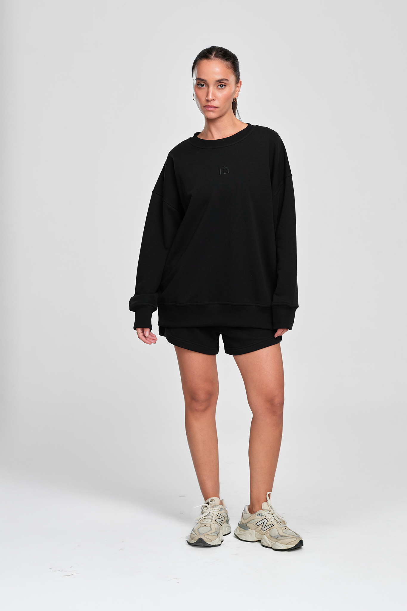 חולצת COTTON ארוכה - MIDNIGHT BLACK