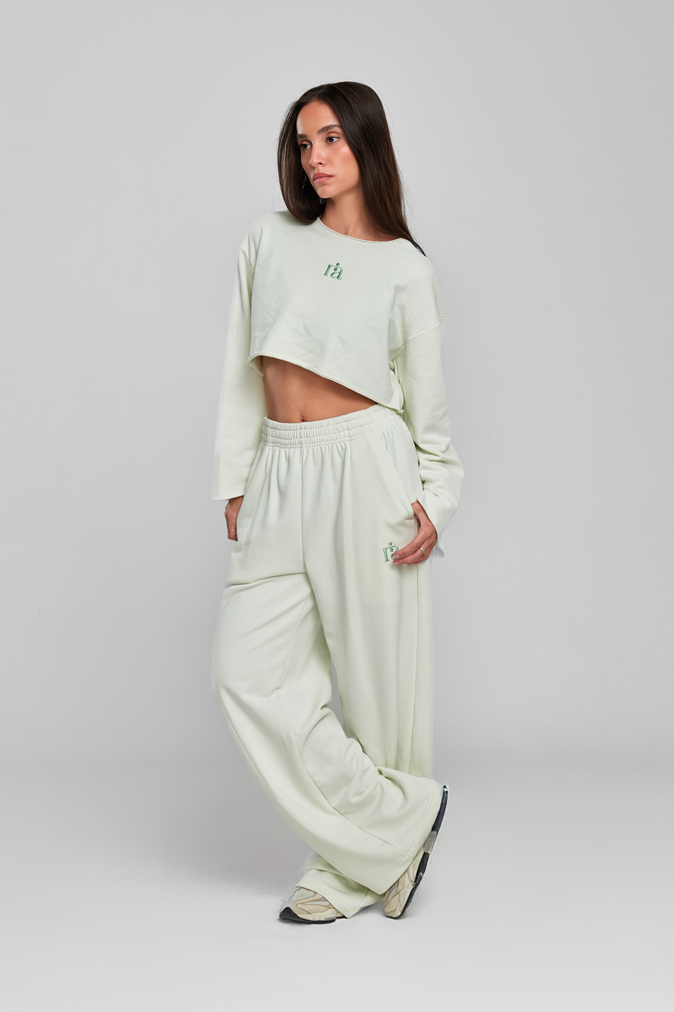 מכנסי COTTON רחבים - COOL MINT