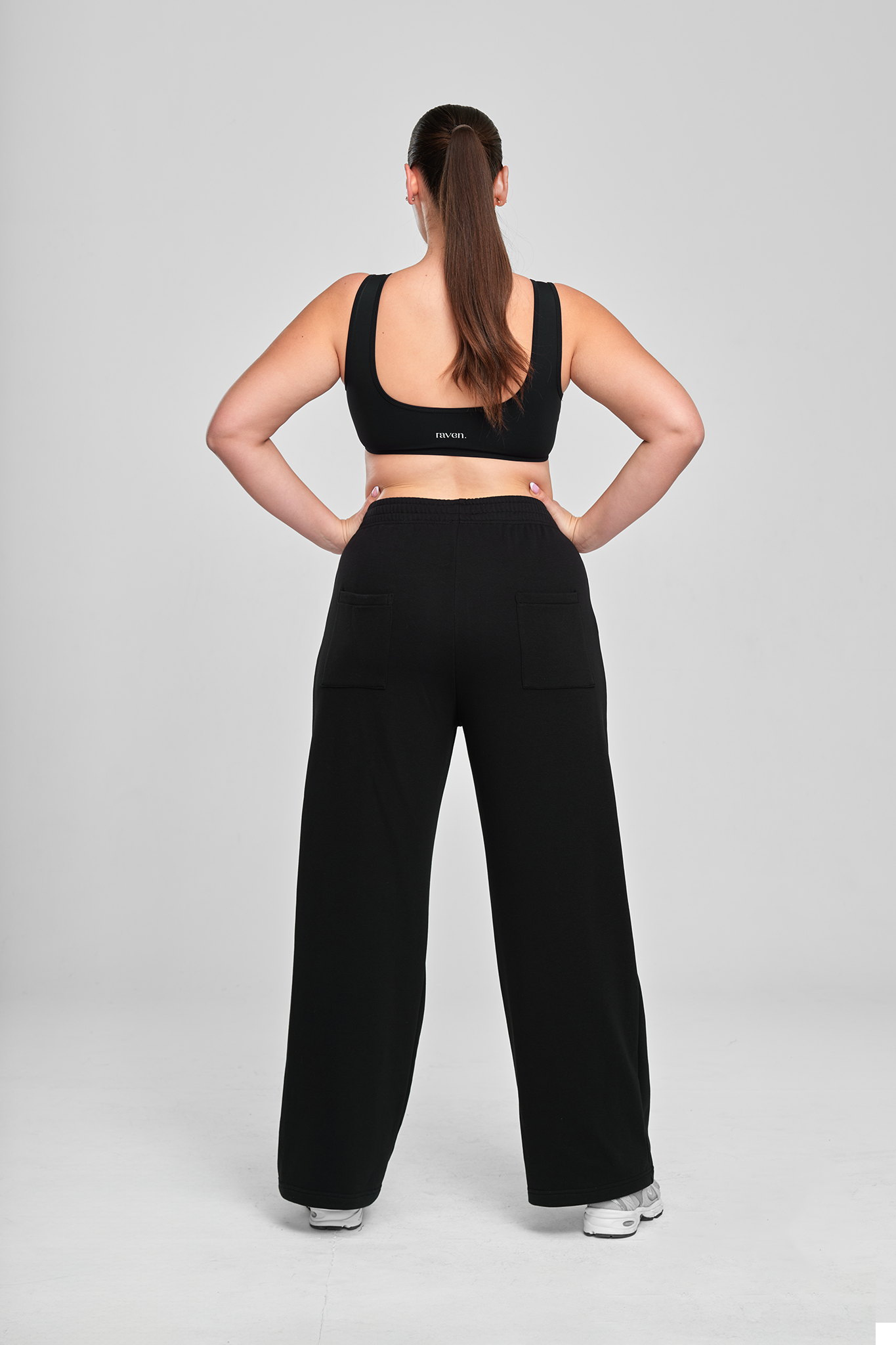 מכנסי COTTON רחבים - MIDNIGHT BLACK