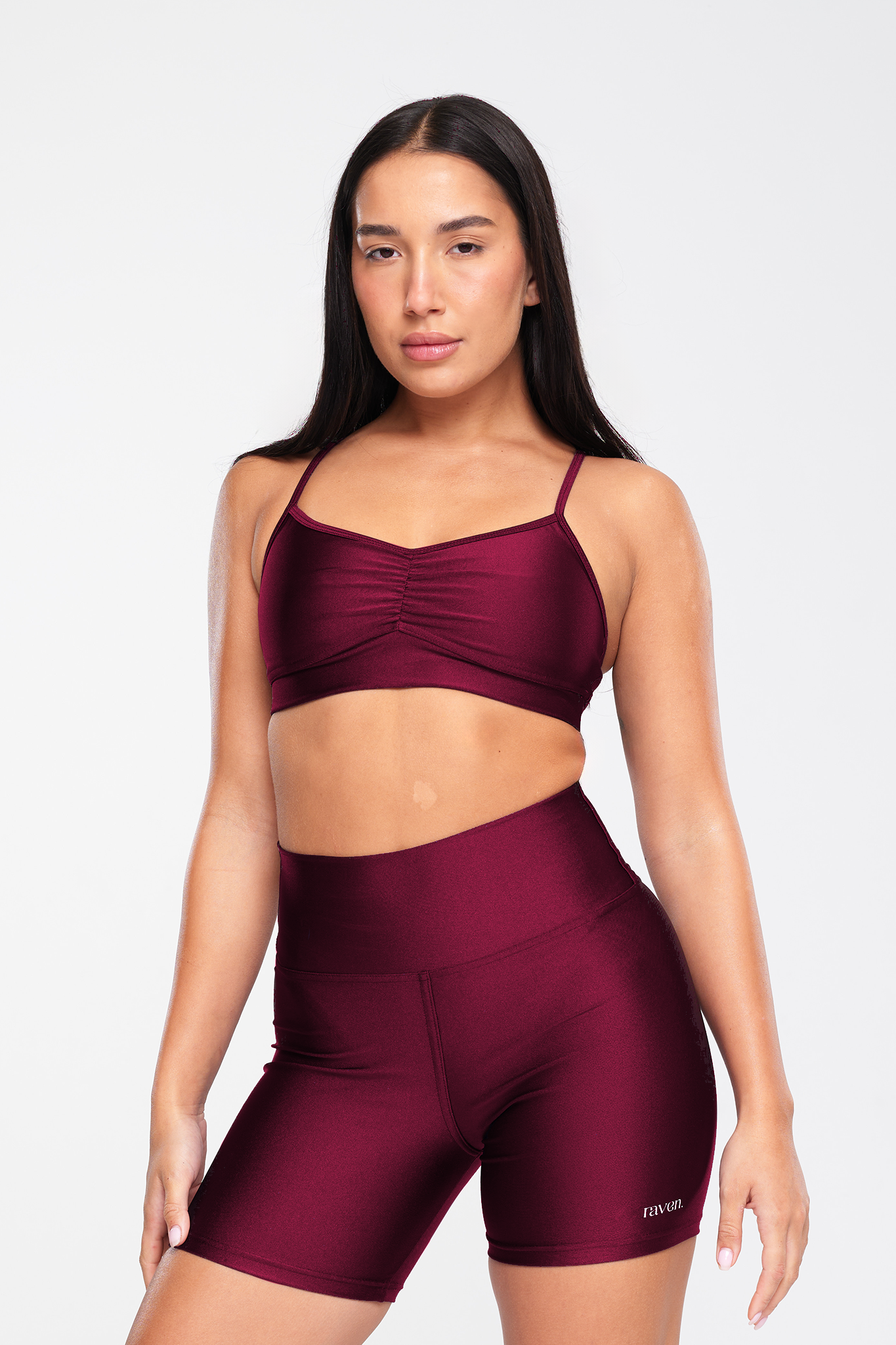 טופ LIRUX כתפיה דקה כיווץ - CHERRY WINE