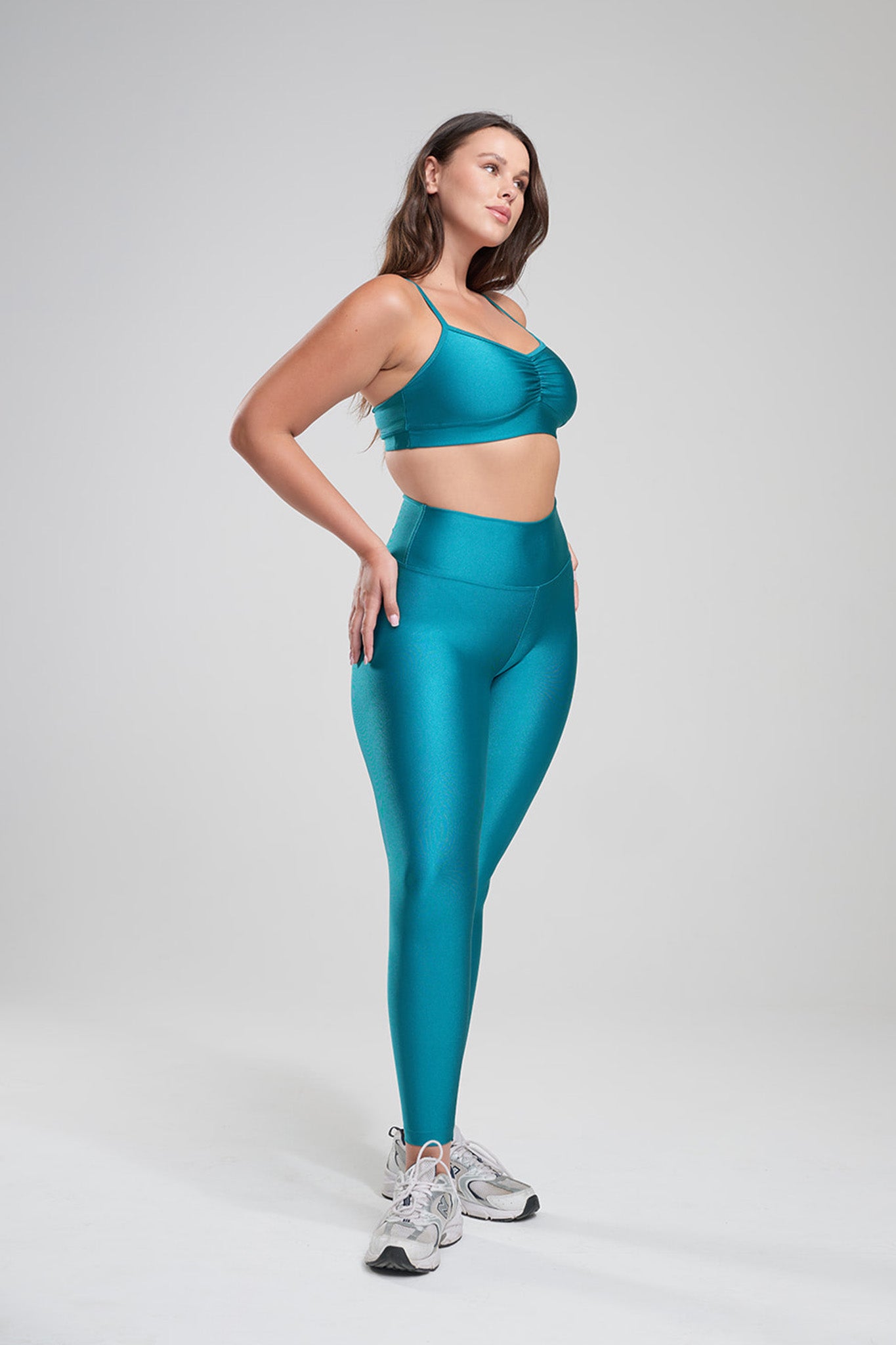 טופ LIRUX כתפיה דקה כיווץ - AQUA MARINE