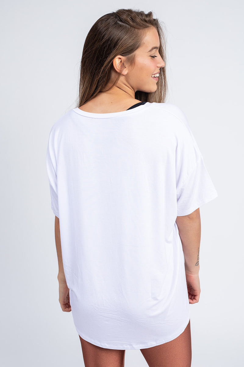 חולצת COTTON VISCOSE אוברסייז - לבן